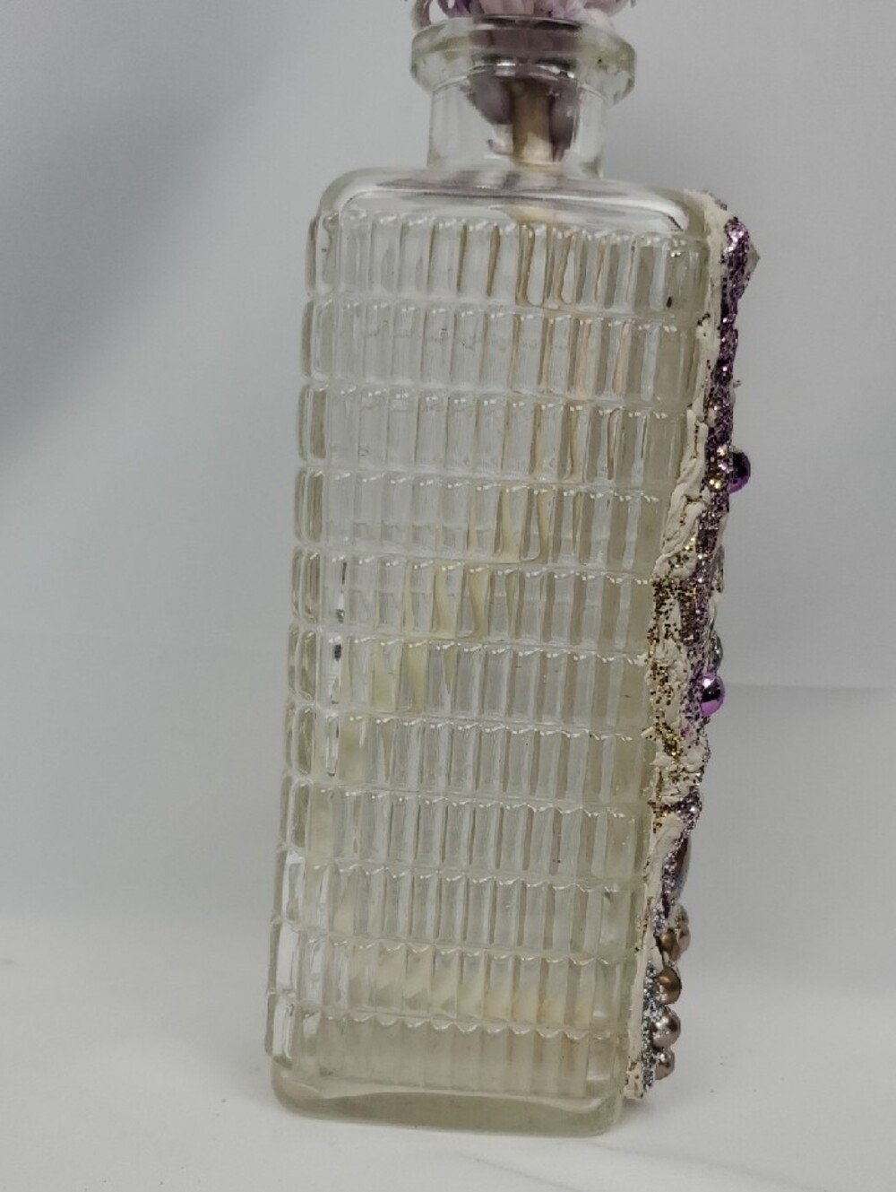 Decorative Mosaic Glass Vase with Purple Accents - Picture 5 of 6